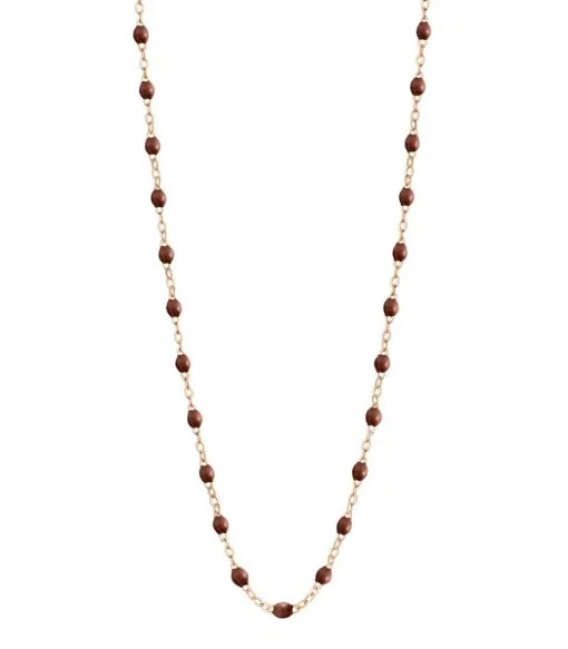 Collier Or Jaune Et Perles De Resine 42 Cm