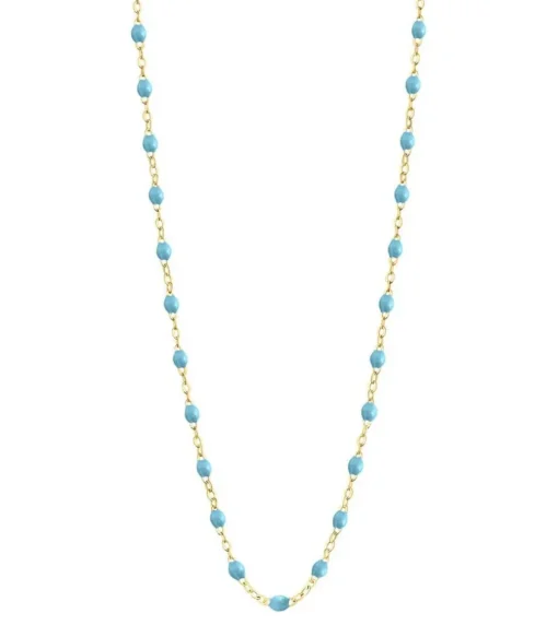Collier Or Jaune Et Perles De Resine 42 Cm