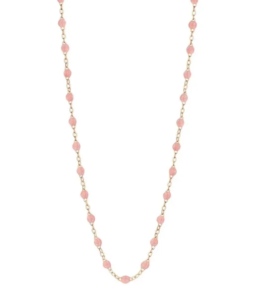 Collier Or Rose Et Perles De Resine 42 Cm