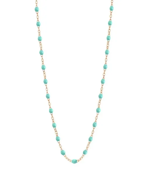 Collier Or Rose Et Perles De Resine 42 Cm