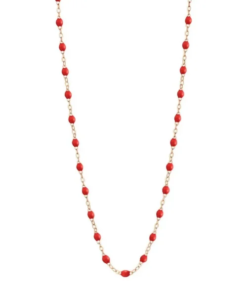 Collier Or Rose Et Perles De Resine 42 Cm