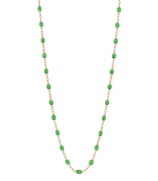 Collier Or Rose Et Perles De Resine 42 Cm