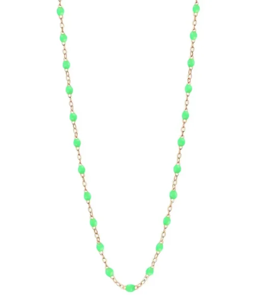Collier Or Rose Et Perles De Resine 42 Cm