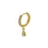 Creole Or Jaune Demi-Pavee Diamants Et Goutte 2 Diamants
