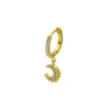 Creole Or Jaune Demi-Pavee Diamants Et Lune