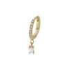 Creole Or Jaune Demi-Pavee Diamants Et 1 Diamant Baguette