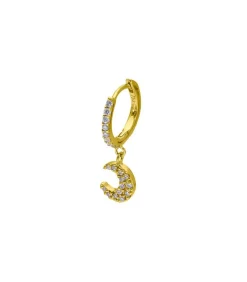 Creole Or Jaune Demi-Pavee Diamants Et Lune