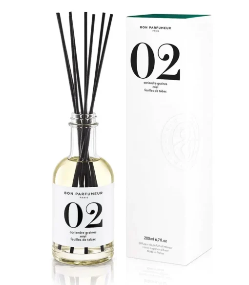 Diffuseur De Parfum D'intérieur 02 Graines De Coriandre, Miel Et Feuilles De Tabac 200 Ml