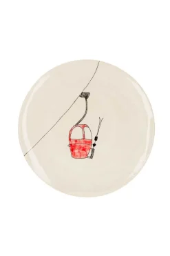 Grande Assiette En Ceramique "Telecabine Rouge"