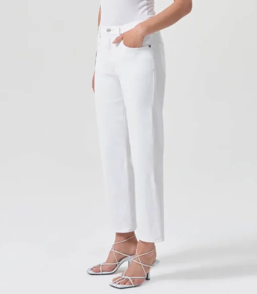 Jean Kye Mid Rise Straight Crop Stretch