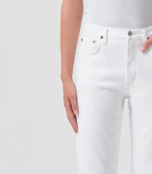 Jean Kye Mid Rise Straight Crop Stretch