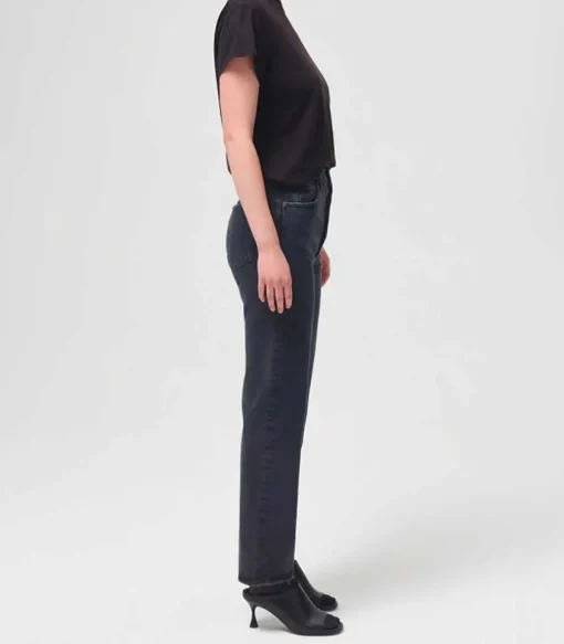 Jean 90'S Pinch Waist Black Tea En Coton Bio