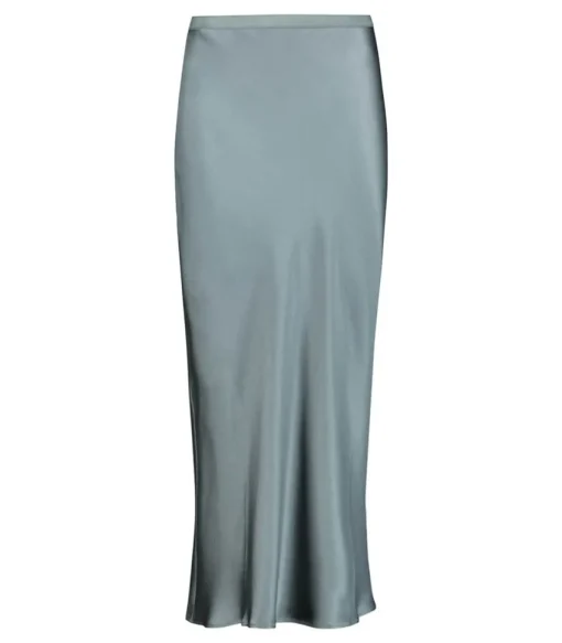 Jupe Longue Bar En Soie Dark Sage