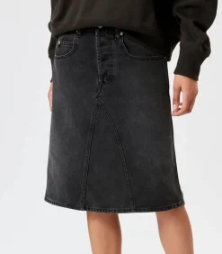 Jupe Midi Fiali En Jean Faded Black