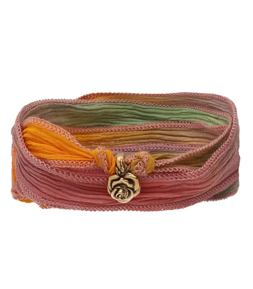 Lien En Soie A Nouer Charm Secret Rose Bronze