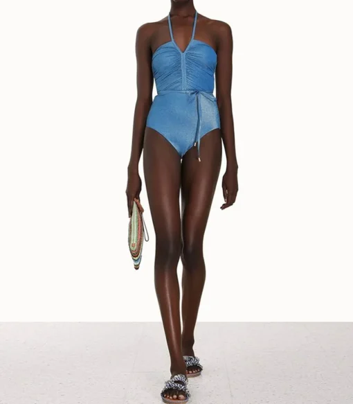 Maillot De Bain Une Piece Raie Lurex Ruched