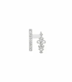 Mini Creole Double Droite Glory Or Blanc Et Diamants
