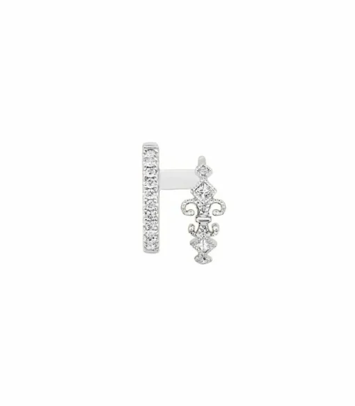 Mini Creole Double Droite Glory Or Blanc Et Diamants