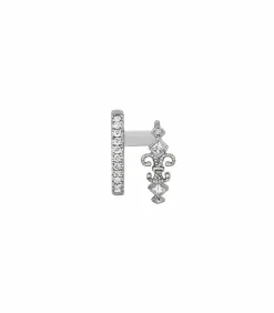 Mini Creole Double Droite Glory Or Noir Et Diamants