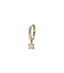 Mini-Creole Or Jaune Et Diamant Princesse Carre
