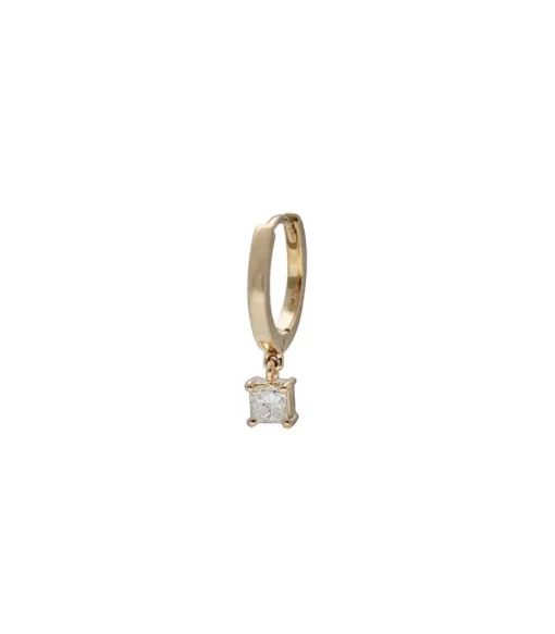 Mini-Creole Or Jaune Et Diamant Princesse Carre