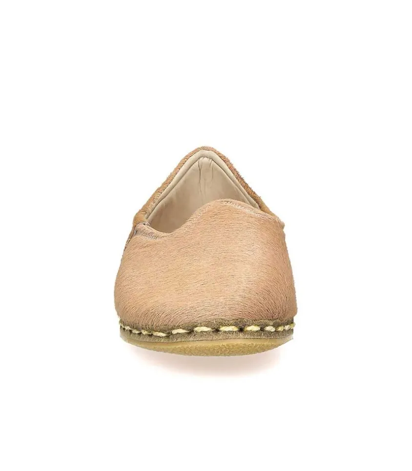 Mocassins Saanas Classique Cuir A Poils Beige