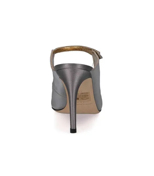 Mules A Talon En Soie Argentees
