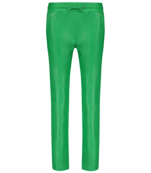 Pantalon En Cuir Vert Pomme
