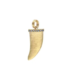 Pendentif Corne Or Jaune Saphir Gris