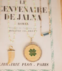 Pendentif Corne Or Jaune Saphir Gris