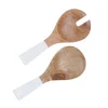Petits Couverts De Service En Bois De Manguier Et Email Blanc