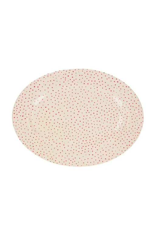 Plat En Ceramique "Pois Rouges"