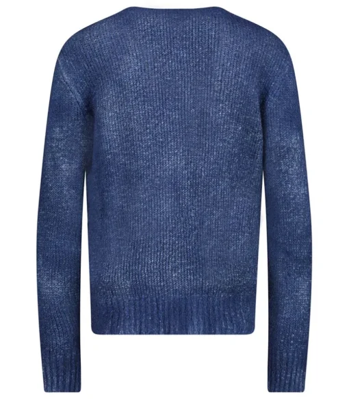 Pull En Maille Col V Blue Navy