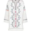 Robe Chemsi Brodee En Coton Ecru