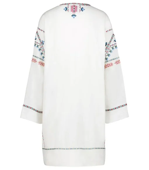 Robe Chemsi Brodee En Coton Ecru