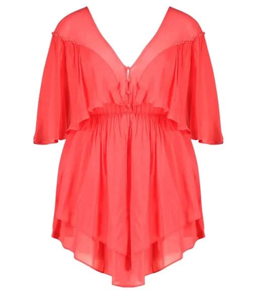 Robe Courte En Coton Et Soie Rouge