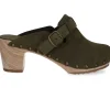 Sabots Clang Cuir Velours Kaki