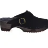 Sabots En Daim Noir/Shearling Gris