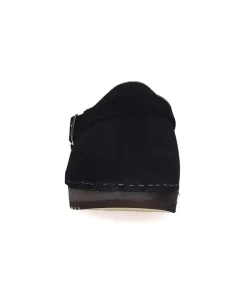 Sabots En Daim Noir/Shearling Gris