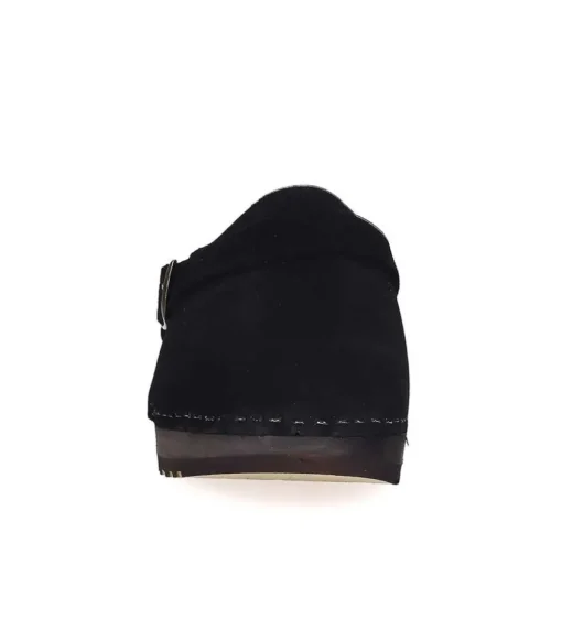 Sabots En Daim Noir/Shearling Gris