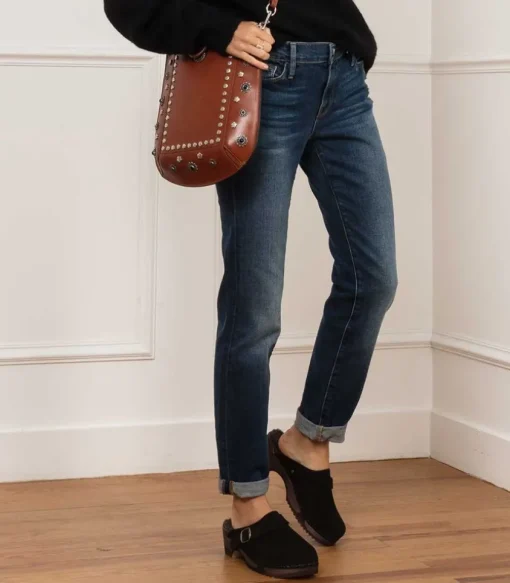Sabots En Daim Noir/Shearling Gris