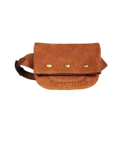 Sac Banane Jerry Cuir Velours Tabac