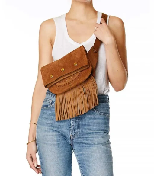 Sac Banane Jerry Cuir Velours Tabac