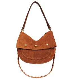 Sac Jerry M Cuir Velours Tabac