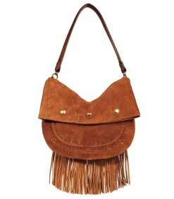 Sac Jerry M Cuir Velours Tabac