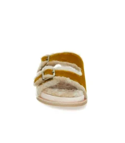 Sandales A Boucles En Velours Et Peau De Mouton