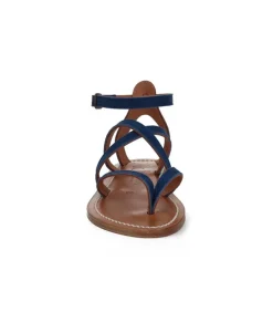 Sandales Epicure Cuir Velours Bleu