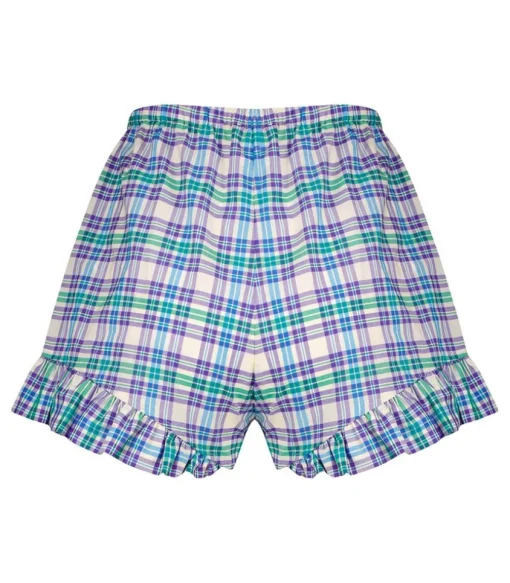 Short A Carreaux Rod Western Bleu
