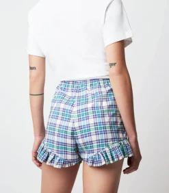 Short A Carreaux Rod Western Bleu