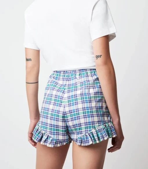 Short A Carreaux Rod Western Bleu